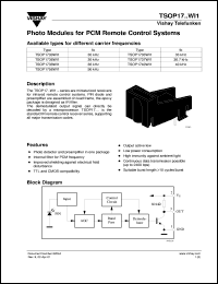 TSOP1740WI1 datasheet: Photo module for PCM remote control systems, 40kHz TSOP1740WI1