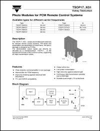 TSOP1737XG1 datasheet: Photo module for PCM remote control systems, 36.7kHz TSOP1737XG1