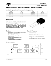 TSOP1833 datasheet: Photo module for PCM remote control systems, 33kHz TSOP1833
