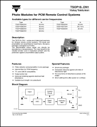 TSOP1833ON1 datasheet: Photo module for PCM remote control systems, 33kHz TSOP1833ON1
