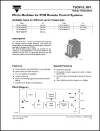 TSOP1830RF1 datasheet: Photo module for PCM remote control systems, 30kHz TSOP1830RF1