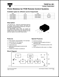 TSOP1833SI1 datasheet: Photo module for PCM remote control systems, 33Hz TSOP1833SI1