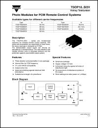 TSOP1836SI3V datasheet: Photo module for PCM remote control systems, 36Hz TSOP1836SI3V