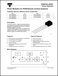 TSOP1840SS3V datasheet: Photo module for PCM remote control systems, 40kHz TSOP1840SS3V