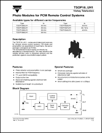 TSOP1837UH1 datasheet: Photo module for PCM remote control systems, 36.7kHz TSOP1837UH1