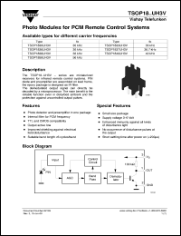 TSOP1840UH3V datasheet: Photo module for PCM remote control systems, 40kHz TSOP1840UH3V