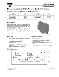 TSOP1830WE1 datasheet: Photo module for PCM remote control systems, 30kHz TSOP1830WE1