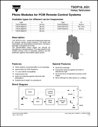 TSOP1837XG1 datasheet: Photo module for PCM remote control systems, 36.7kHz TSOP1837XG1
