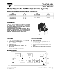 TSOP1833YA1 datasheet: Photo module for PCM remote control systems, 33kHz TSOP1833YA1