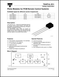 TSOP1840ZC1 datasheet: Photo module for PCM remote control systems, 40kHz TSOP1840ZC1
