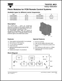 TSOP2238MQ1 datasheet: Photo module for PCM remote control systems, 38kHz TSOP2238MQ1