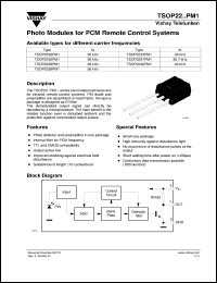 TSOP2230PM1 datasheet: Photo module for PCM remote control systems, 30kHz TSOP2230PM1