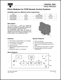 TSOP2237WE1 datasheet: Photo module for PCM remote control systems, 36.7kHz TSOP2237WE1