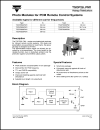 TSOP2836PM1 datasheet: Photo module for PCM remote control systems, 36kHz TSOP2836PM1