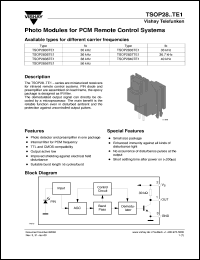 TSOP2830TE1 datasheet: Photo module for PCM remote control systems, 30kHz TSOP2830TE1