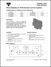 TSOP2836WE1 datasheet: Photo module for PCM remote control systems, 36kHz TSOP2836WE1