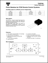 TSOP4840 datasheet: Photo module for PCM remote control systems, 40kHz TSOP4840