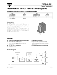 TSOP4833RF1 datasheet: Photo module for PCM remote control systems, 33kHz TSOP4833RF1