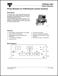 TSOP4830ON1 datasheet: Photo module for PCM remote control systems, 30kHz TSOP4830ON1