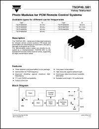 TSOP4837SB1 datasheet: Photo module for PCM remote control systems, 36.7kHz TSOP4837SB1