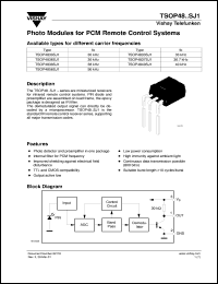 TSOP4840SJ1 datasheet: Photo module for PCM remote control systems, 40kHz TSOP4840SJ1