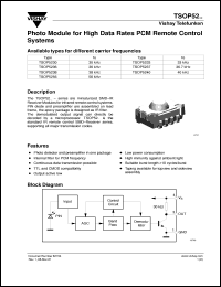 TSOP5230 datasheet: Photo module for PCM remote control systems, 30kHz TSOP5230