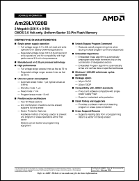 AM29LV020BT-55RPEB datasheet: 2 megabit CMOS 3.0 volt-only, uniform sector 32-pin flash memory AM29LV020BT-55RPEB