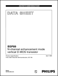 BSP89 datasheet: N-channel enhancement mode vertical D-MOS transistor BSP89