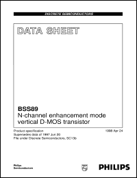 BSS89 datasheet: N-channel enhancement mode vertical D-MOS transistor BSS89
