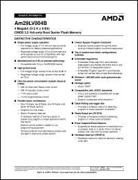 AM29LV004BB-90REI datasheet: 4 megabit CMOS 3.0 volt-only, boot sector flash memory AM29LV004BB-90REI