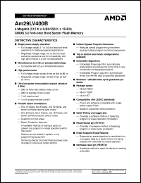 AM29LV400BT70RWAIB datasheet: 4 megabit CMOS 3.0 volt-only, boot sector flash memory AM29LV400BT70RWAIB