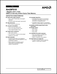 AM29F010B-70JIB datasheet: 1 megabit CMOS 5.0 volt-only, uniform sector flash memory AM29F010B-70JIB