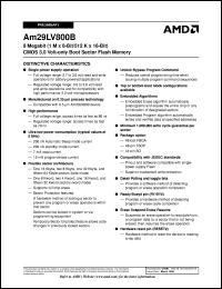 AM29LV800BT120ECB datasheet: 8 megabit CMOS 3.0 volt-only boot sector flash memory- die revision 1 AM29LV800BT120ECB