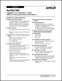 AM29LV400B80WACB datasheet: 4 megabit CMOS 3.0 volt-only boot sector flash memory AM29LV400B80WACB