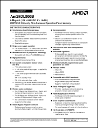 AM29DL800BT120SI datasheet: 8 megabit CMOS 3.0 volt-only, simultaneous operation flash memory AM29DL800BT120SI