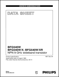 BFG540W/X datasheet: NPN 9 GHz wideband transistor BFG540W/X