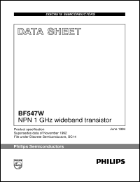 BF547W datasheet: NPN 1 GHz wideband transistor BF547W