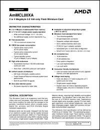 AMMCL002AWP-150I datasheet: 2 or 4 megabyte 3.0 volt-only flash miniature card AMMCL002AWP-150I