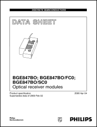 BGE847BO datasheet: Optical receiver module BGE847BO