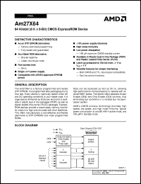 AM27X64-90PC datasheet: 64 kilobit (8K x 8-bit ) CMOS EPROM device AM27X64-90PC