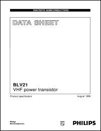 BLV21 datasheet: VHF power transistor BLV21