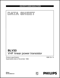 BLV33 datasheet: VHF linear power transistor BLV33