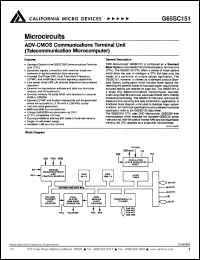 G65SC151CI-1 datasheet: ADV-CMOS communications terminal unit (telecommunication microcomputer) G65SC151CI-1