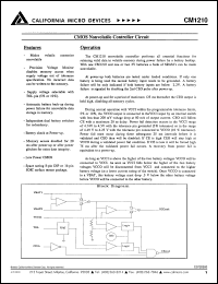 CM1210PI datasheet: CMOS nonvolatile controller circuit CM1210PI