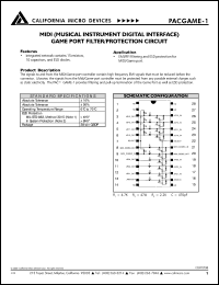 PACGAME-1Q datasheet: MIDI game port filter/protection circuit PACGAME-1Q