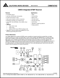 CM8870PI datasheet: CMOS integrated DTMF receiver CM8870PI
