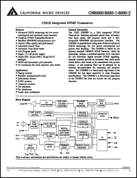 CM8880PI datasheet: CMOS integrated DTMF receiver CM8880PI