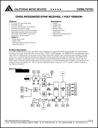 CM88L70CPE datasheet: CMOS integrated DTM receiver CM88L70CPE