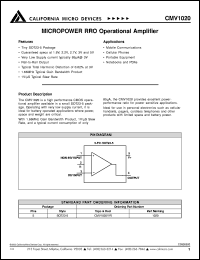 CMV1020Y datasheet: Micropower RRO operational amplifier CMV1020Y