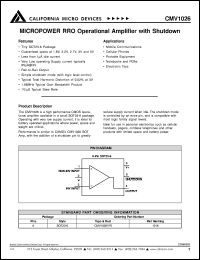 CMV1026Y datasheet: Micropower RRO operational amplifier CMV1026Y